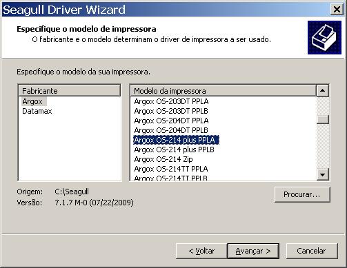 5 Selecione o driver do modelo de sua impressora (ex: OS214