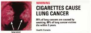 advertências ilustradas em maços de cigarros.
