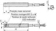 ] OUT Preto [Branco] CC ( ) [Preto] OUT (+) [Verm.] OUT ( ) [Preto] LED indicador/método display Características do detector magnético D-F9W, D-F9 WV (com LED indicador) Ref.