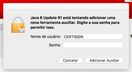 47/63 Introduza a senha do usuário para instalação; Dentro da tela