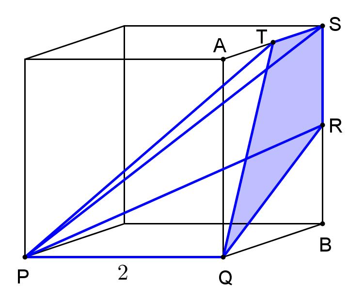 a) b) 4 c) 5 d) 16 e) RESPOSTA: b O sólido geométrico definido pelos pontos PQRST é uma pirâmide de base quadrangular RSTQ e vértice P.