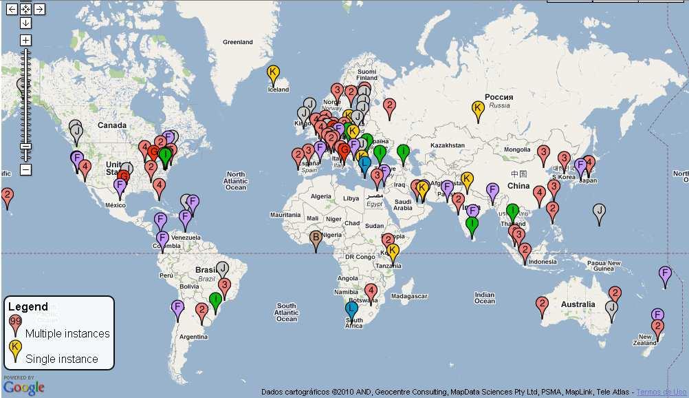 Servidores Raiz 13 ao redor do mundo Um pode ter várias réplicas espalhadas