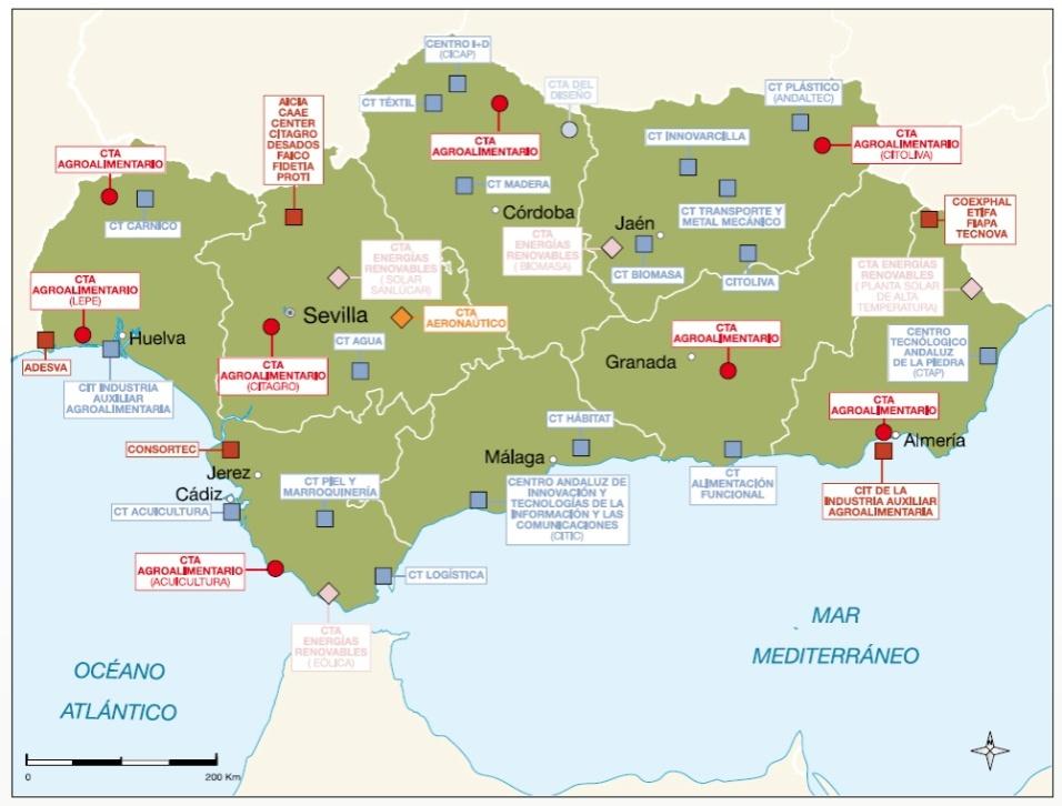 INFRA ESTRUTURAS TECNOLÓGICAS COMPLETAS que fazem da Andaluzia um grande Parque Tecnológico 11 Parques Científicos e Tecnológicos 35 Centros Tecnológicos e Fundações para