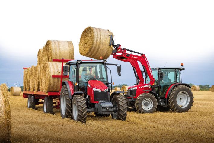 Gama MF Global Design e engenharia de construção Massey Ferguson. Imagem bem identificada com a linha de produtos MF.