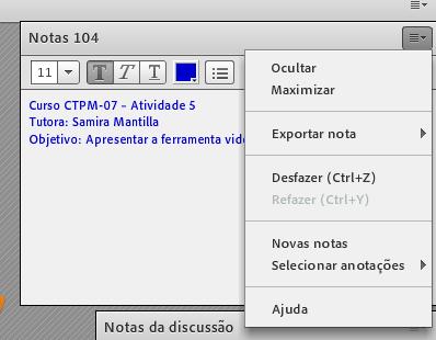 Para excluir todas as conversas do pod bate-papo, clique em Limpar bate-papo. Para inserir uma nota aos alunos, localize o pod notas.