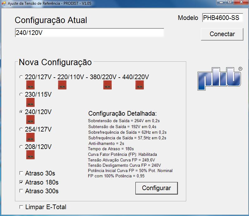 Nossos produtos Software para configuração de Inversores PHB Configura os parâmetros: Sobre/sub tensão Tempo