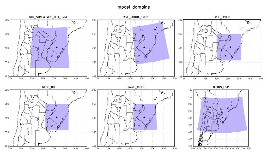 Santa María 4 km 12 km 2 km 2 km 2 km 16 km Output temporal resolution was 1 hr except for WRF_GRuMA (6hs)