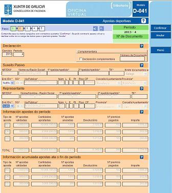 Confirmación do borrador D-041 Nesta pantalla poderá consultar o borrador do modelo D-041.