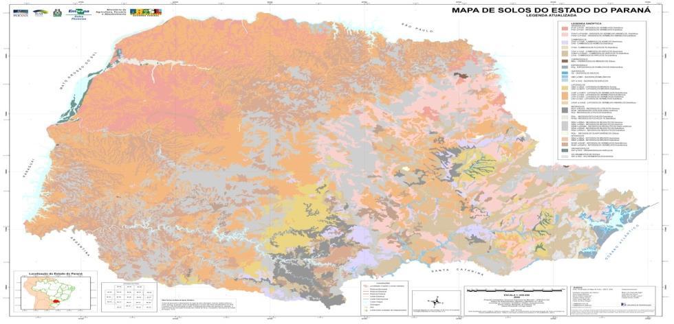 Mapa de solos do Estado do Paraná (Embrapa-Iapar, 2008) PV LV Potencial erosivo da chuva