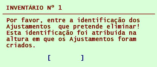 O Lasernet 2000 elimina da base de dados todos os ajustamentos que tenham uma identificação igual à que é aqui introduzida.