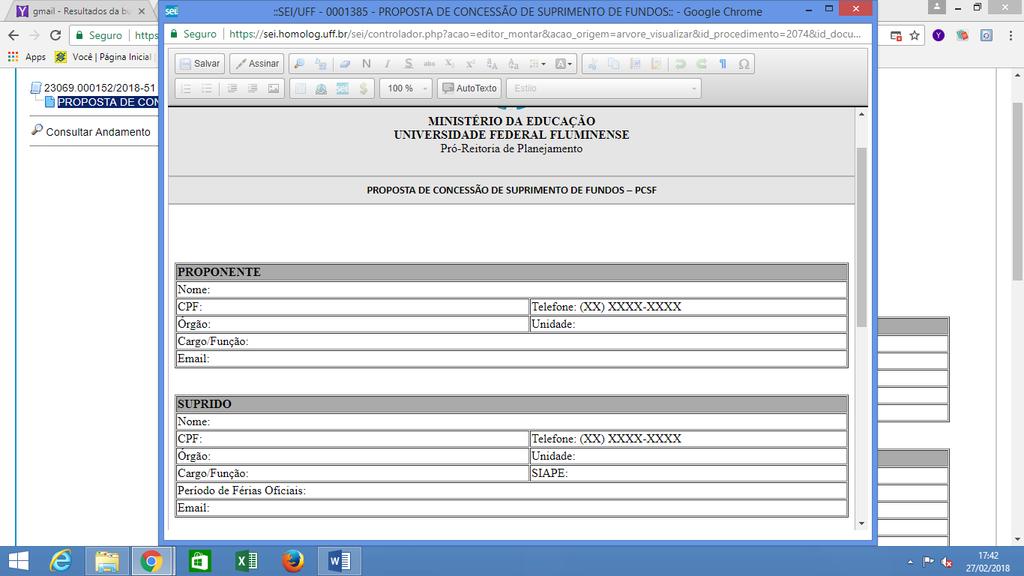 Após isso, aparecerá uma nova janela com os campos para edição e inclusão de novos dados para a proposta.