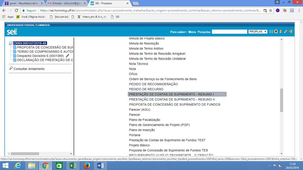 INSERÇÃO DE PRESTAÇÃO DE CONTAS RESUMO I PASSO A PASSO Selecione o número do processo no canto superior