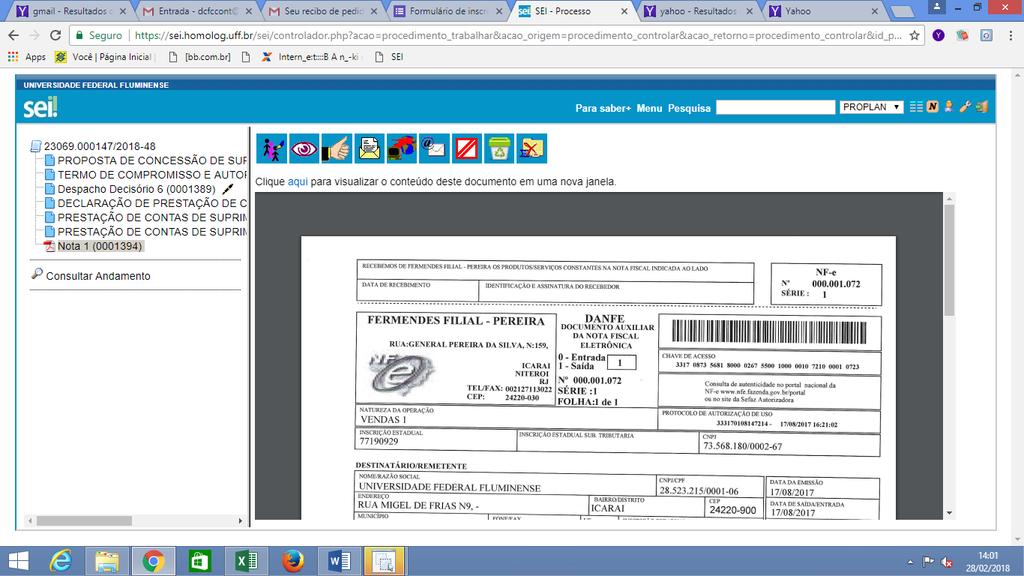 Após inserido o arquivo fica assim: Envio do processo a DCC/CCONT PASSO A PASSO