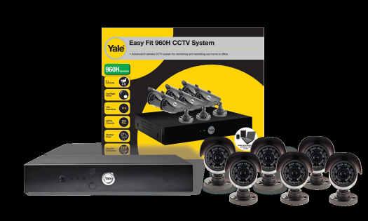 Sistema CCTV Yale Easy Fit 960H com 6 Câmaras 960H Resolução x6 x6 1TB Memória GRAVADOR 960H WIDESCREEN CÂMARAS 650TVL VISÃO NOTURNA ATÉ 20 METROS 30+ DIAS DE GRAVAÇÃO EM DISCO RÍGIDO DE 500GB
