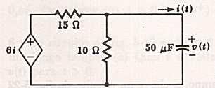 (017-04-06-T1) Para o circuito da figura abaixo, com vi(t)=vaµ(-t+1) (VA é uma constant) Encontr vo(t), para todo t, sabndo qu vo(τ+1)=10-1 / Volts 15)