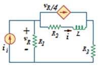 1) (017-09-6-T1b) Para o circuito da abaixo ( R1 = 4 Ω ; R = Ω ; R = 6Ω ; L = H ii [ µ t ] = 4 + 4 ( ) A, dtrmin i( t ) para o todo o tmpo.