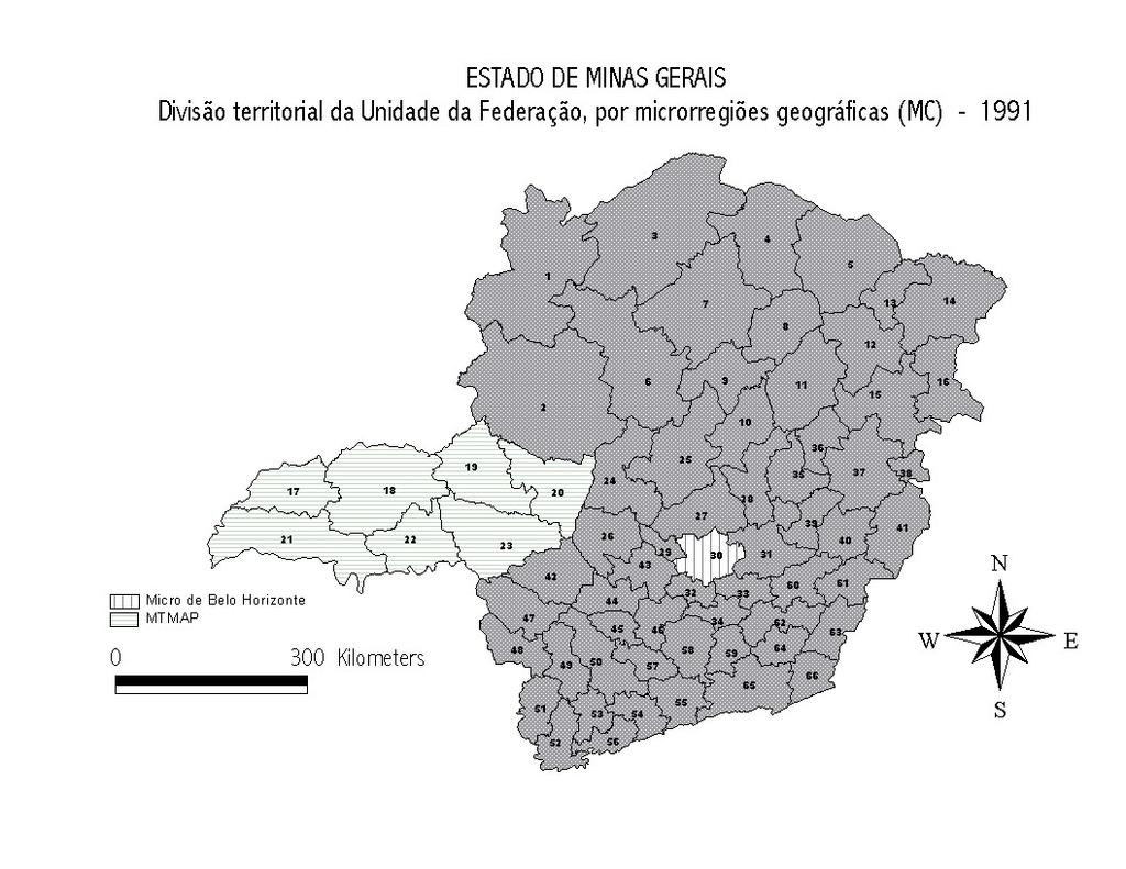 (17) 4 ; Microrregião de Uberlândia (18); Microrregião de Patrocínio (19); Microrregião de Patos de Minas (20); Microrregião de Frutal (21); Microrregião de Uberaba (22) e Microrregião de Araxá,