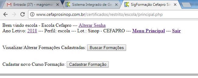 LOGIN E CADASTRO DA FORMAÇÃO 1 Depois de liberado o perfil, o usuário deve fazer o login em: http://www.cefaprosinop.com.br/certificados/restrito/login.