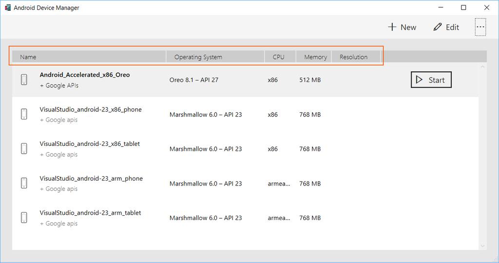 AVDs Dispositivos Virtuais Android Quando o gerenciador de dispositivos