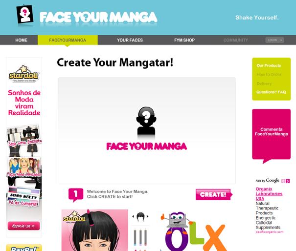 Manual e Guia de Utilização do Face Your Manga 1. Para acedermos a esta ferramenta, devemos, no browser da Internet digitar o seguinte endereço http://www.faceyourmanga.com/faceyourmanga.php?