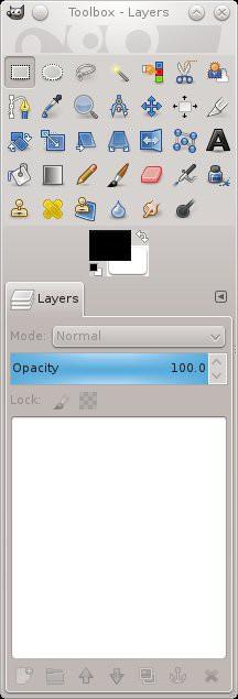 Janelas: Interface O gimp pode exibir até 27 janelas ao mesmo tempo (customizável; ou pode-se adicionar janelas a janela de Ferramentas.