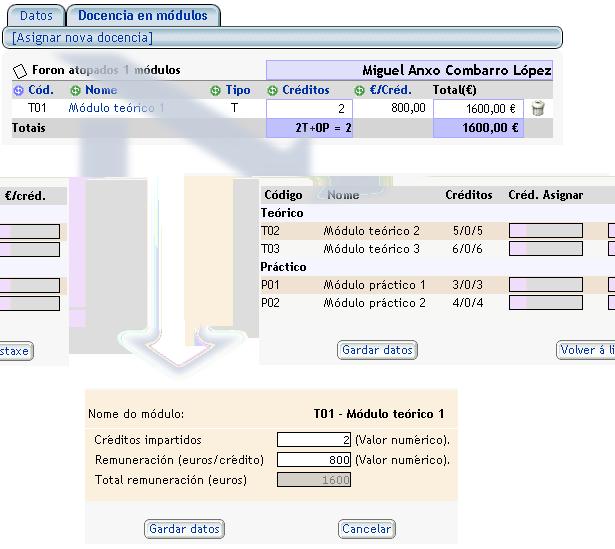 Figura 21: Asignación dos módulos nos que imparte clase un profesor/a 2.3.