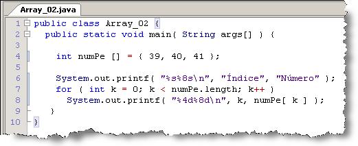 Um programa exemplo 1 Todo array
