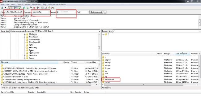 7. Transfira arquivos pela rede a elevação ISO ao server seguro FTP (SFTP).