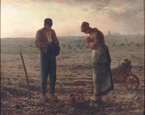 Angelus (1867) O quadro de Jean François Millet, que retrata dois camponeses que chegam ao final do dia de trabalho, interrompidos pela