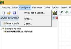 1.3 Agora vá ao menu Configurar para definir as unidades, escala