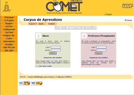 CoMAprend CORPUS DE APRENDIZES COMET/USP Desenvolvimento: Profa. Dra.