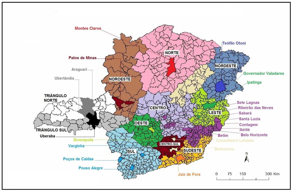 19 Tabela 1 - Regiões Ampliadas de Saúde e municípios mineiros com população superior a 100.000 habitantes avaliados no ano 2000.