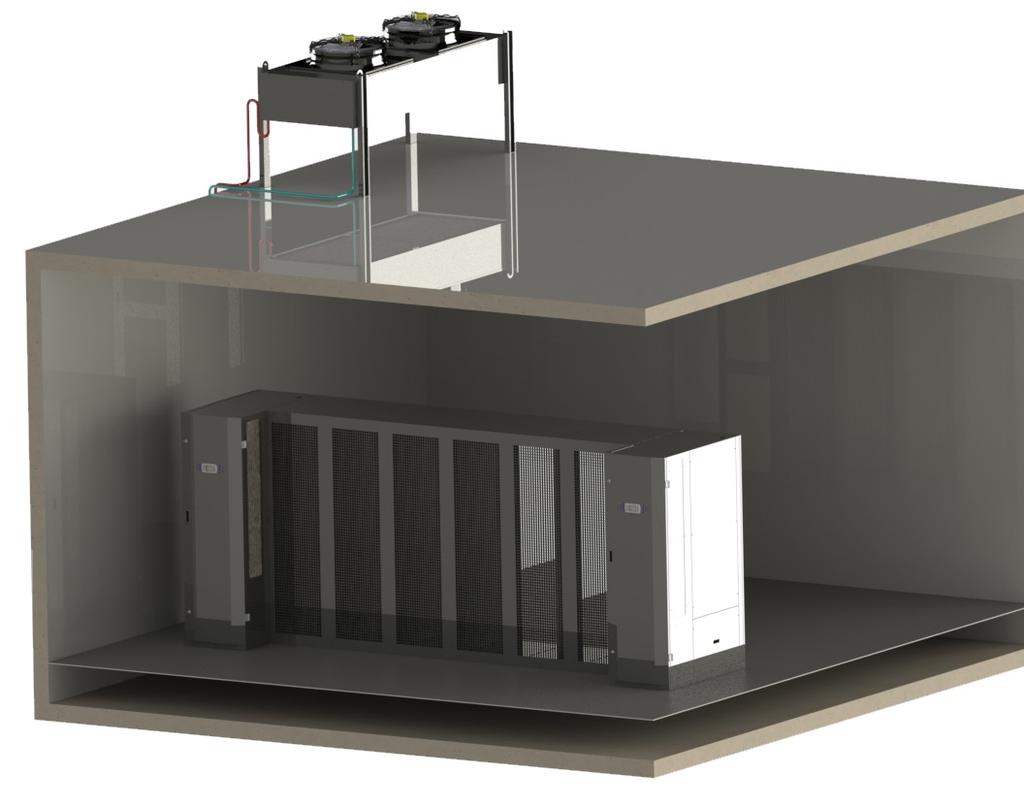 Configuração - (E - D) O equipamento e montado entre os armarios com insuflação do ar frio frontal lateral esquerdo ou direito.