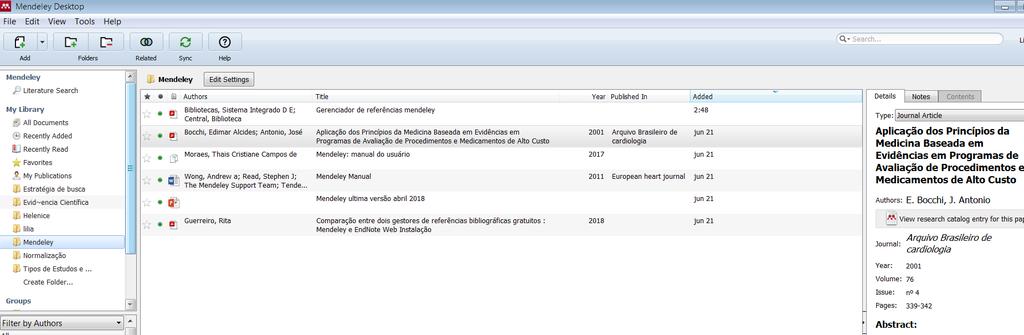 4 Visualizando o Mendeley Desktop e seus recursos Veja no
