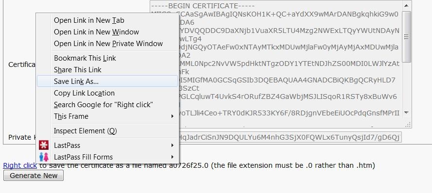 Navegue ao > segurança > ao certificado de raiz das integrações de telefonia, clicar com o botão direito na URL para salvar o certificado como um arquivo nomeou <filename>.