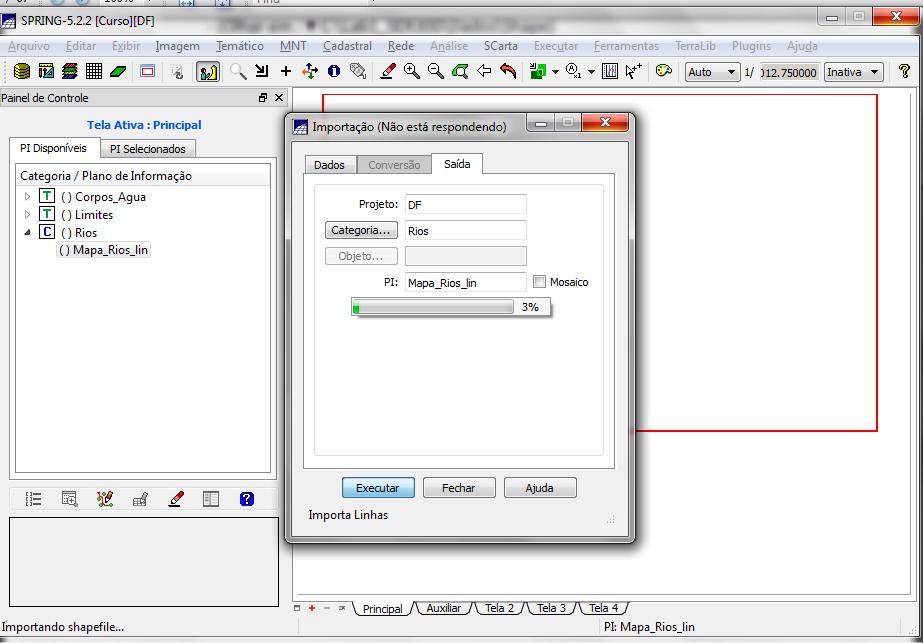 13 2.4 Importando Rios de arquivo Shape No exercício quatro propõe-se a importação de um