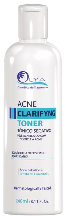 LINHA ACNE Redução contra a Acne e ações para cicatrização. Ativos clareadores que atuam produzindo melanina.