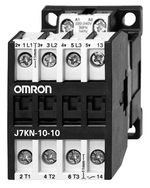 Contactor J7KN Gama de 4 a 500 kw (AC, 80/415 V) Operação AC e DC Contactos auxiliares integrados Fixação por parafuso e fecho por pressão (carril DIN de 5 mm) até 7 kw Em conformidade com as normas