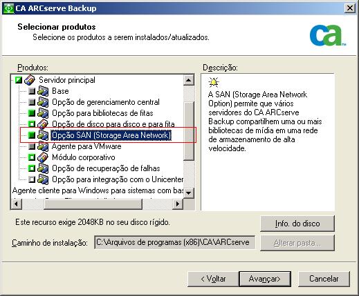 Melhores práticas para atualizar o CA ARCserve Backup a partir de uma versão anterior SAN (Storage Area Network - Rede de área de armazenamento) Option do CA ARCserve Backup Permite compartilhar uma