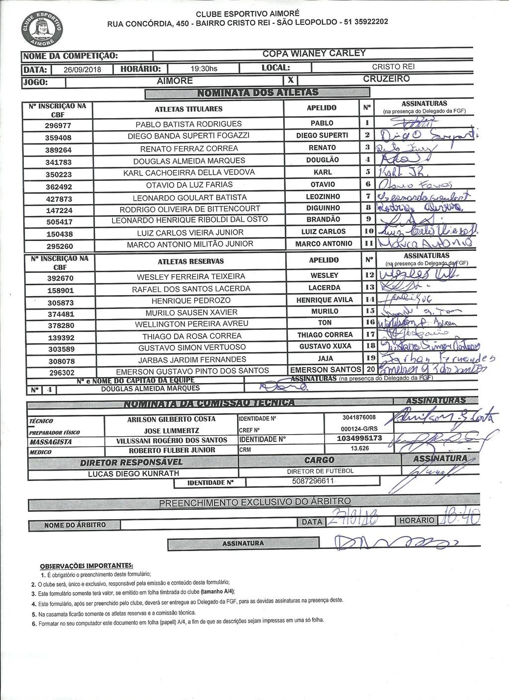 DELETAR O MODELO DE FORMULÁRIO PADRÃO DO CLUBE