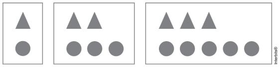 b) c) d) e) 4 m. 5 m. m. 4,5 m. 11. (Imed 018) Uma garota decidiu brincar com seus carimbos e, em pedaços de papel, criou uma sequência de figuras.