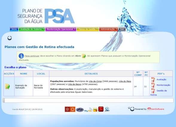 Módulo planos de gestão Plano PSA Plataforma Informática para o