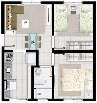 14 02 Projetos modelos de construção de 2 dormitórios, com área de até 43 m² por