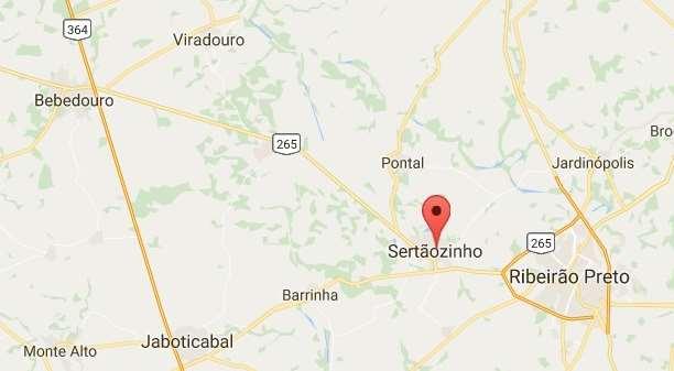 Figura 7.2 Localização do município de Sertãozinho/SP, próximo a Ribeirão Preto/SP (Fonte: Google.com.br/maps, consultado dia 02/12/2016 às 09:00h) 7.
