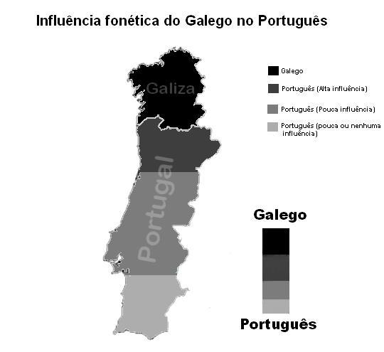 2.2 As influências linguísticas 9 A região fronteiriça entre a Galiza e as províncias de Minho e Trás-os-Montes possui muitos aspectos fonéticos em comum.