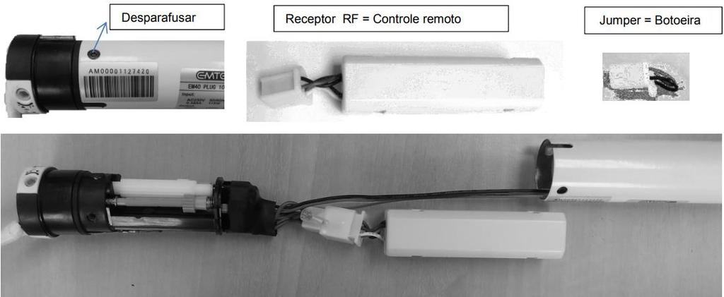 Acessórios para instalação: 1. Suporte do motor Formato varia de acordo com o tipo de motor. Aplicado na região (A) (parede ou suporte em L) 2.