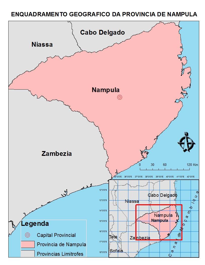 4. Localização geográfica da província de Nampula Fig.2: Localização geográfica da província de Nampula. Fonte: elaborado pelo autor, base cartografica: CENACARTA.