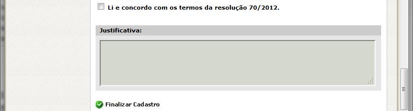 conformidade, finalizar o cadastro.