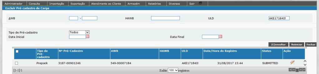 exibe na tela os dados registrados no determinado pré-cadastro.