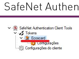 Após renomear o Token, onde era SafeNet e Token 5110 passa a chamar pelo nome escolhido, no caso do exemplo Ecoscard 7 Como logar em modo administrador: Clique com o botão direito do mouse no